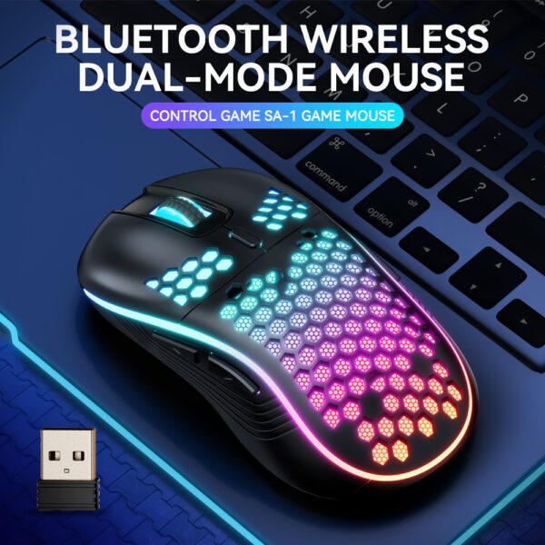 SA-1 Dual Mode Honeycomb Shell RGB Wireless Bluetooth Computer Gaming Mouse - Image 5