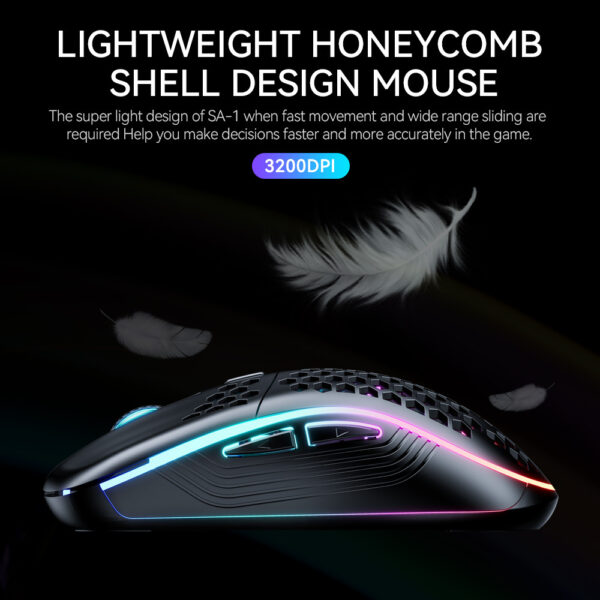 SA-1 Dual Mode Honeycomb Shell RGB Wireless Bluetooth Computer Gaming Mouse - Image 6