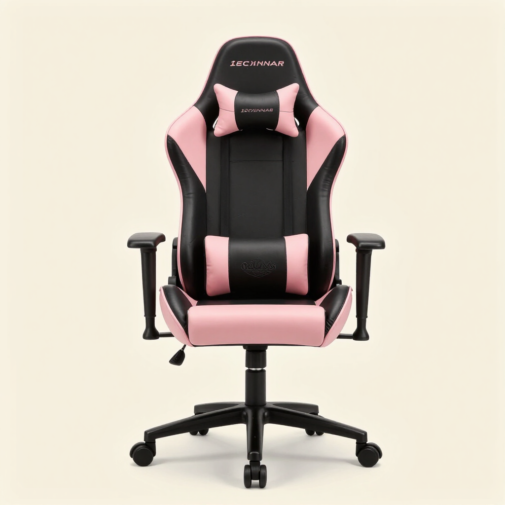 Pink Gaming Chair with Footrest