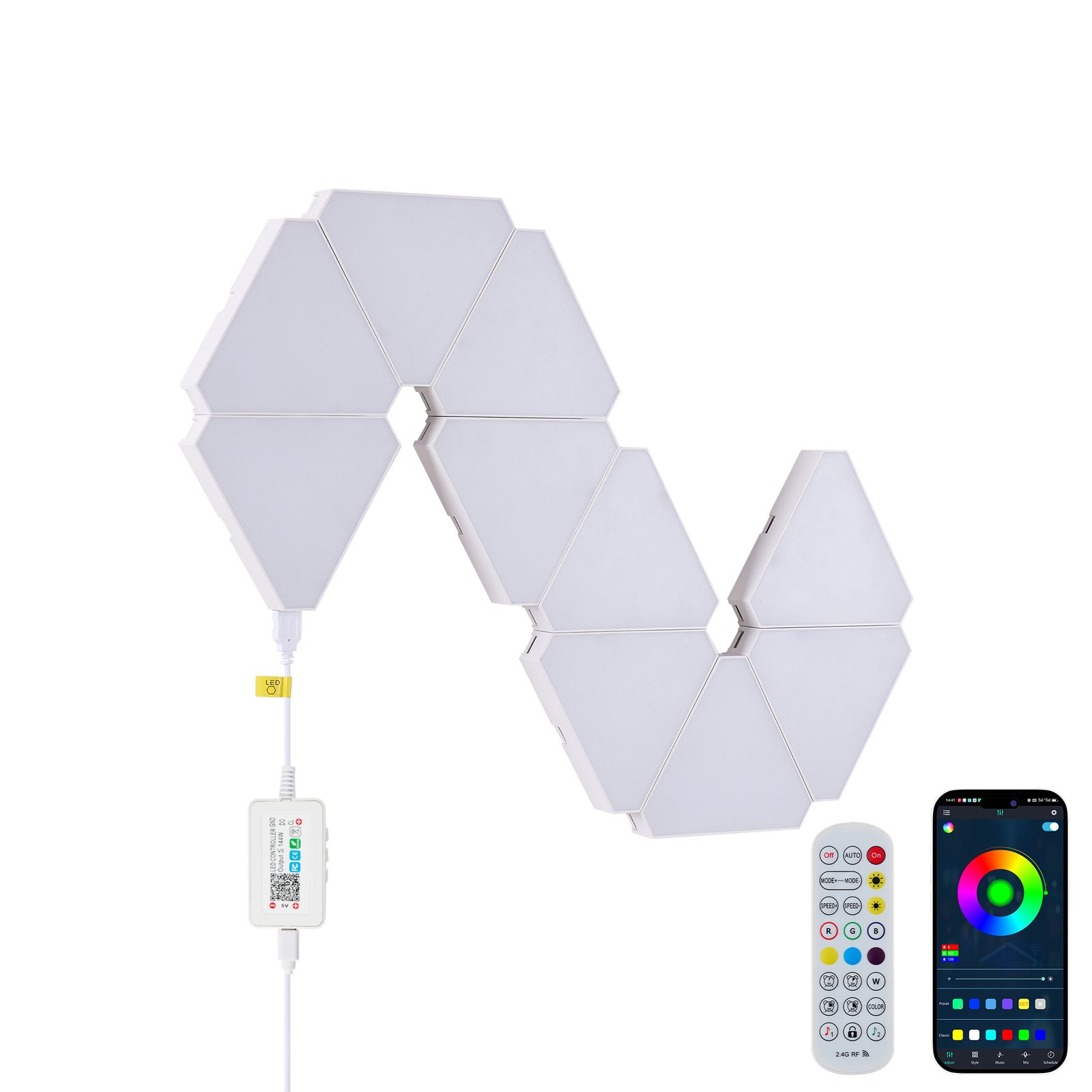 Triangle RGB Wall Light Panels with Music Sync (10-Pack) - Image 2
