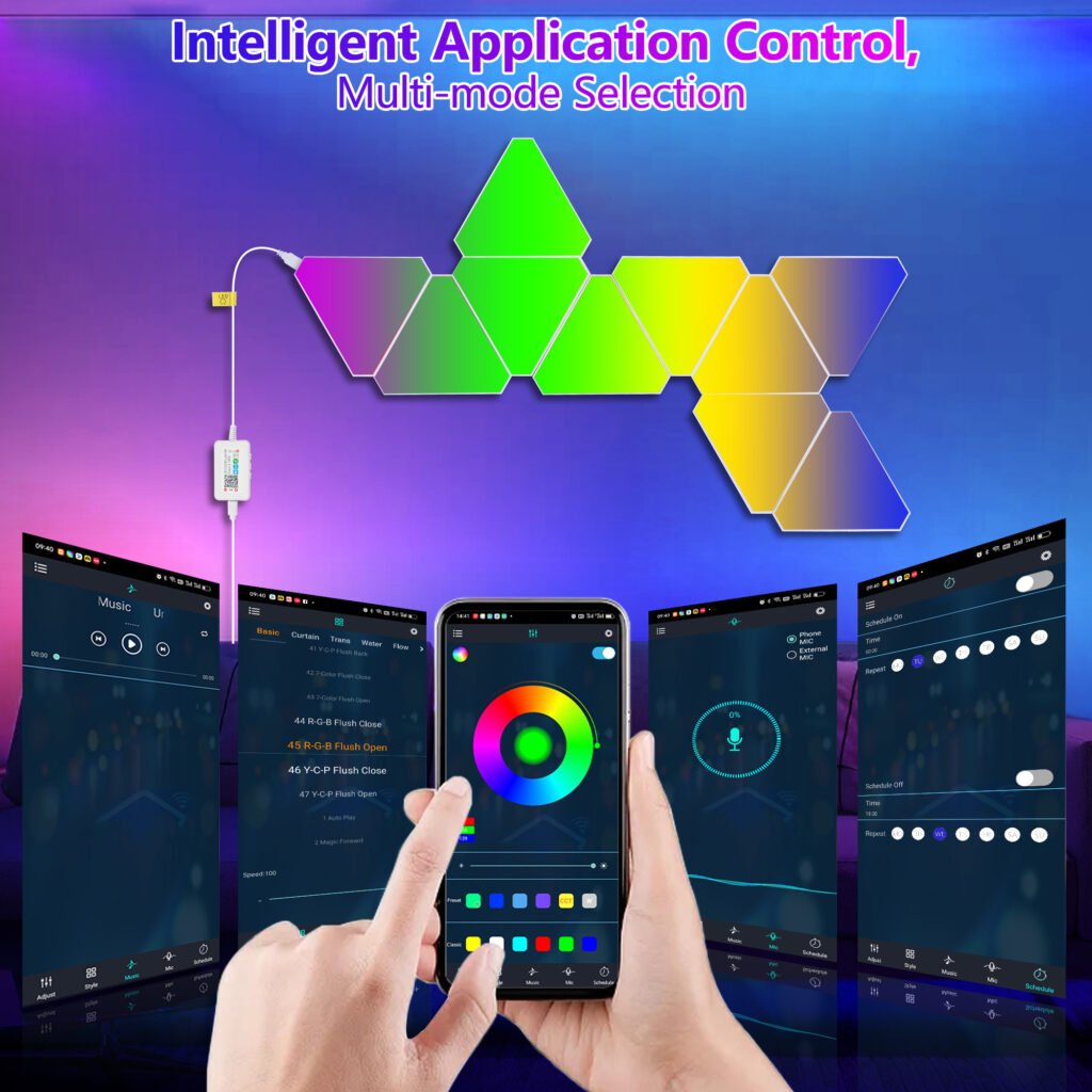 Triangle RGB Wall Light Panels with Music Sync (10-Pack)