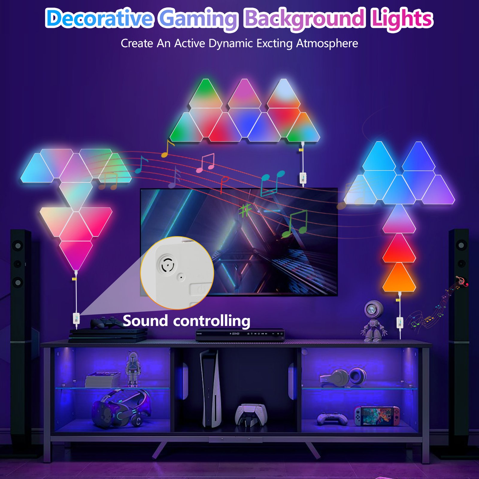 Triangle RGB Wall Light Panels with Music Sync (10-Pack) - Image 3
