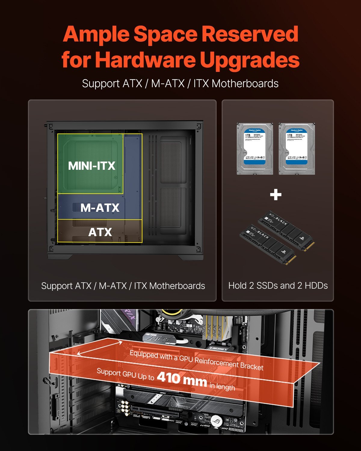 Dual-Chamber Mid-Tower Gaming PC Case (ATX) - Image 3