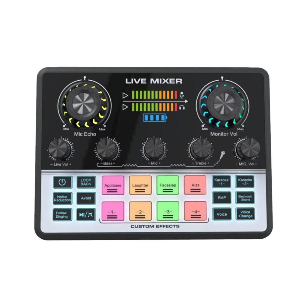 Live Streaming Sound Card Mixer — Rechargeable