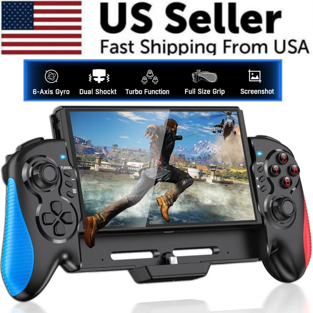 Handheld Grip Controller for Nintendo Switch & Switch OLED — Dual Vibration