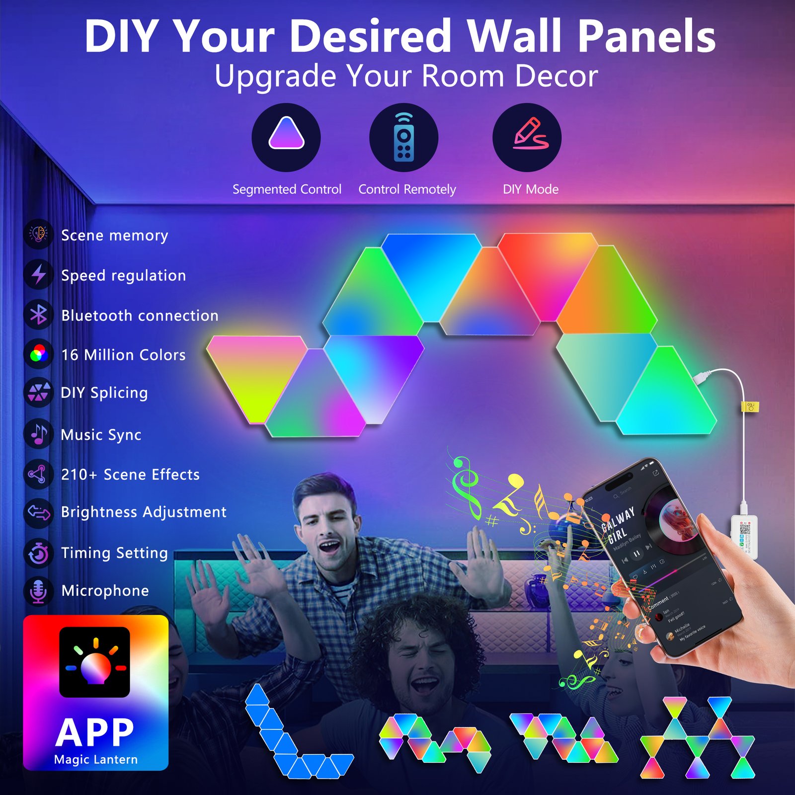 Triangle RGB Wall Light Panels with Music Sync (10-Pack) - Image 6