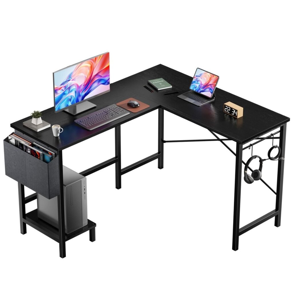 49-Inch L-Shaped Computer Desk with CPU Holder