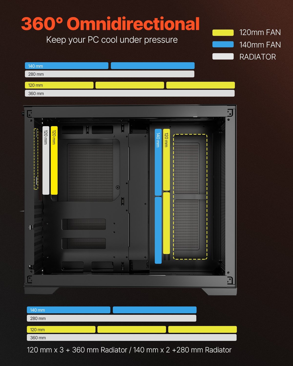 Dual-Chamber Mid-Tower Gaming PC Case (ATX) - Image 2