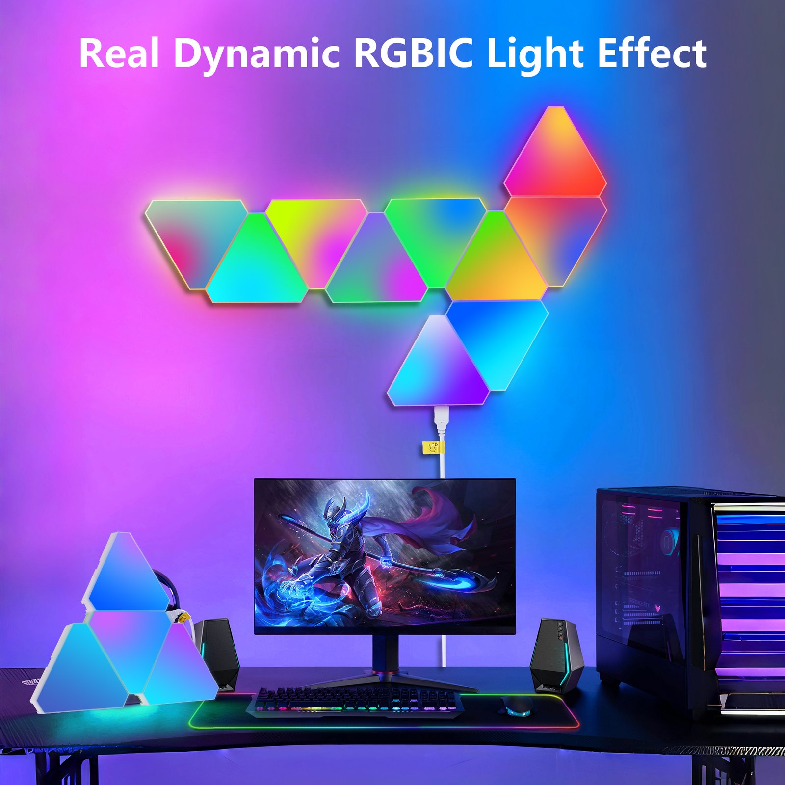 Triangle RGB Wall Light Panels with Music Sync (10-Pack) - Image 5